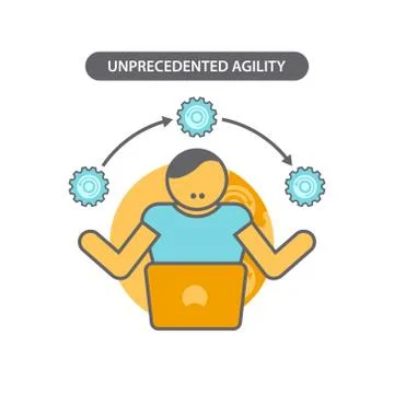 Line icon with flat design elements of business concept unprecedented agility Illustrazione stock