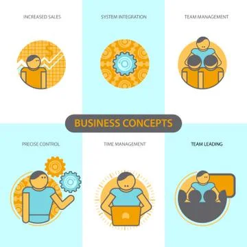 Line icon with flat design elements of business concepts, increased sales Stock Illustration