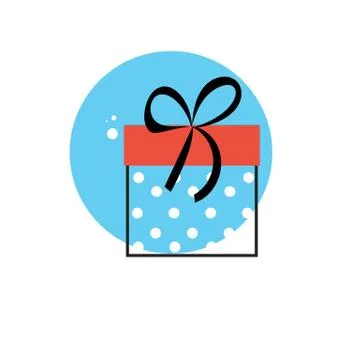 Line Icon with Flat Graphics Element of Gift Box Vector Illustra Stock Illustration