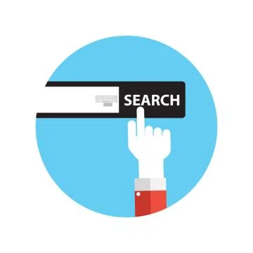 Line Icon with Flat Graphics Element of Search Button Ill Illustrazione stock