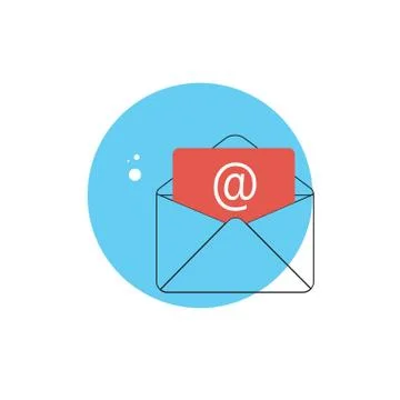 Line Icon with Flat Graphics Element of Post E-mail Letter Vecto Stock Illustration