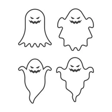 Line icon ghost vector flat illustration white background Stock Illustration