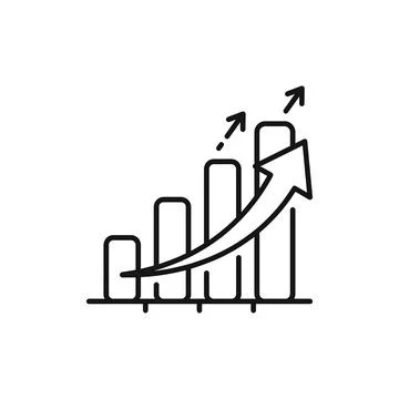 Line icon of a growing bar chart with an upward arrow Stock Illustration