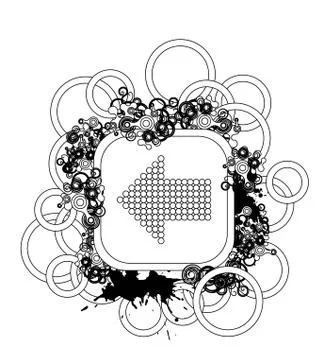 Line icon with grunge elements. Arrow in left direction. Illustrazione stock