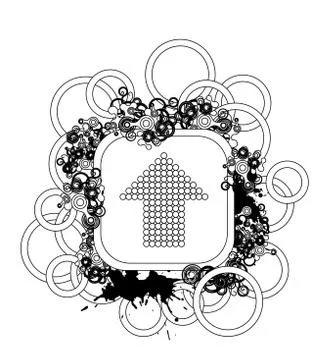 Line icon with gunge elements. Arrow in up direction. Illustrazione stock