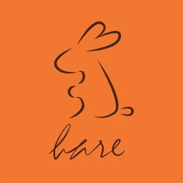 Line icon hare logo Stock Illustration