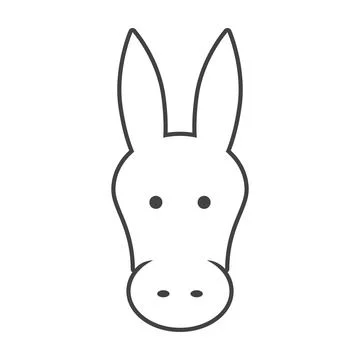 Line icon head donkey isolated on white background Stock Illustration