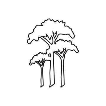 Line icon oak tree vector illustration on white background. Stock Illustration