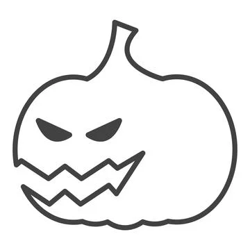 Line icon pumpkin smile vector flat illustration イラスト素材