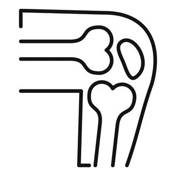 Line icon representing human knee joint showing bones Stock Illustration