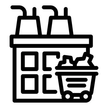 Line icon representing a mining factory processing mineral resources Stock Illustration