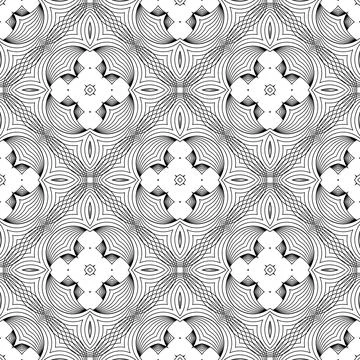 Line Icon Seamless Pattern Isolated on White Background Stock Illustration