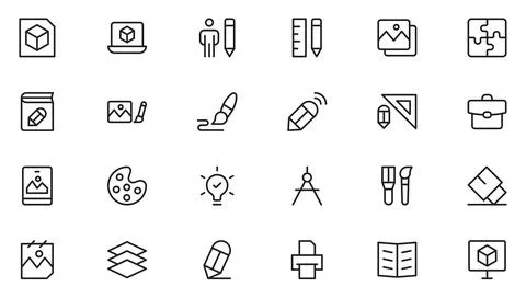 Line icon set 02 Stock Illustration