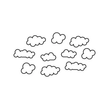 Line icon set clouds outline vector Stock Illustration