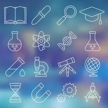 Line icon set of scientific tools Stock Illustration