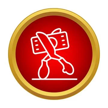 Line icon showing a chef slicing food Stock Illustration