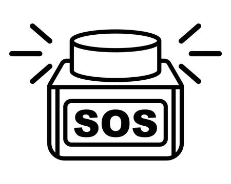Line icon of sos button to call for help. Stock Illustration
