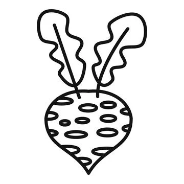 Line icon style illustration of a beetroot growing 스톡 일러스트