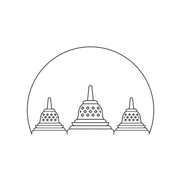 Line icon three stupa with circle line isolated on white background. 스톡 일러스트