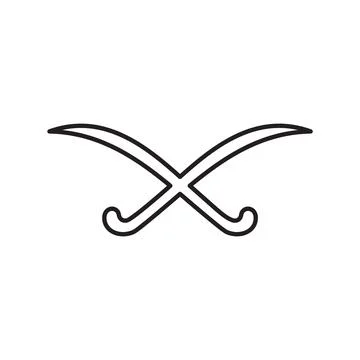 Line icon two sword arabic isolated on white background. Illustrazione stock