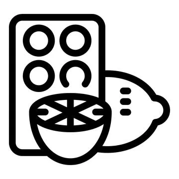 Line icon vector of lemon squeezer pressing juice into ice cube tray Stock Illustration