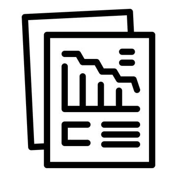 Line icon vector of a report showing a decreasing trend graph Stock Illustration