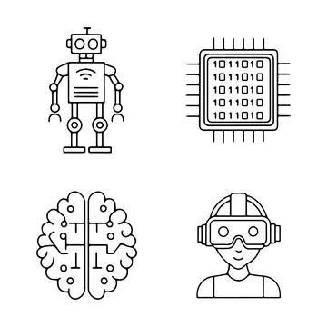 Line icons of artificial intelligence Stock Illustration