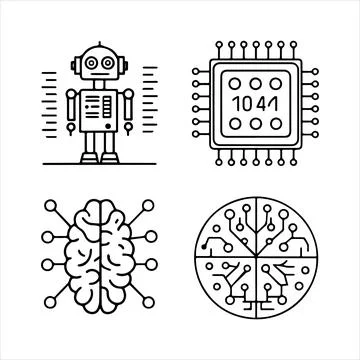 Line icons of artificial intelligence Stock Illustration