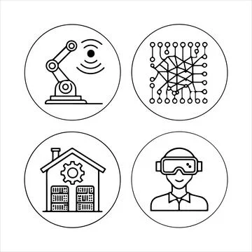Line icons of artificial intelligence Stock Illustration