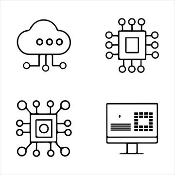 Line icons of artificial intelligence Stock Illustration