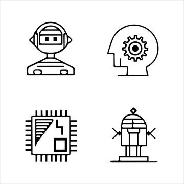 Line icons of artificial intelligence Stock Illustration