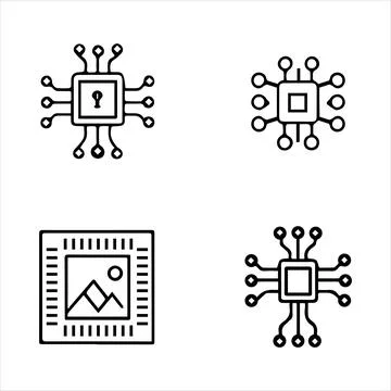 Line icons of artificial intelligence Stock Illustration