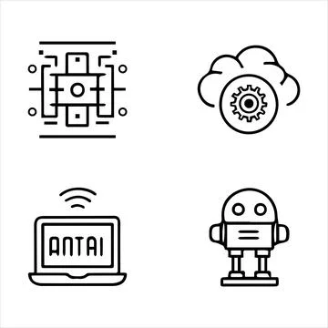 Line icons of artificial intelligence Stock Illustration