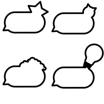 Line icons, chat frames with outlines. Stock Illustration