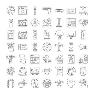 Line icons creating a massive collection of technology and lifestyle concepts 스톡 일러스트