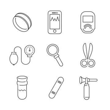 Line Icons Medical Basic Device Icon Set Stock Illustration