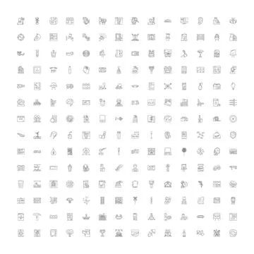 Line icons representing various objects and abstract concepts 스톡 일러스트