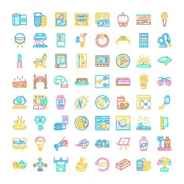 Line icons representing various technology and lifestyle concepts Illustrazione stock