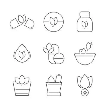 Line icons Set of Alternative Medicine Icons Stock Illustration