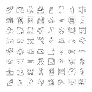 Line icons set business objects collection web design Stock Illustration