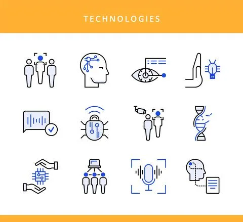 Line icons set of future technology. Stock Illustration