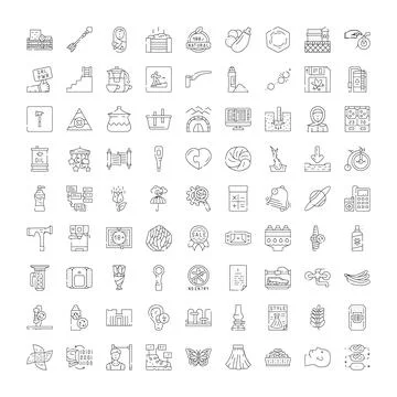 Line icons set for web and user interface design Stock Illustration