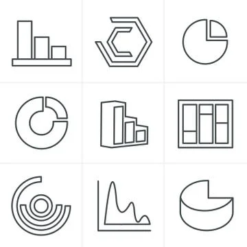 Line Icons Style Simple set of diagram and graphs related vector icons for yo Stock Illustration