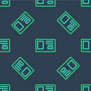Line Identification badge icon isolated seamless pattern on blue background. It Stock Illustration