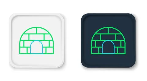 Line Igloo ice house icon isolated on white background. Snow home, Eskimo dome Stock Illustration