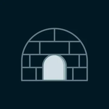 Line Igloo ice house icon isolated on black background. Snow home, Eskimo d.. Illustrazione stock
