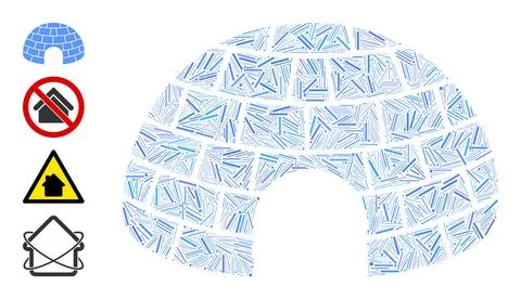 Line Igloo Icon Vector Collage Ilustração Stock