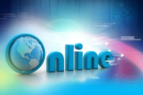 On-line illustration with globe. Stock Illustration