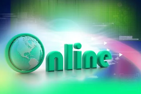 On-line illustration with globe. Stock Illustration