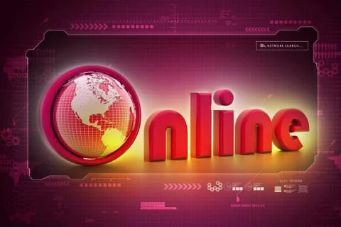 On-line illustration with globe. Stock Illustration